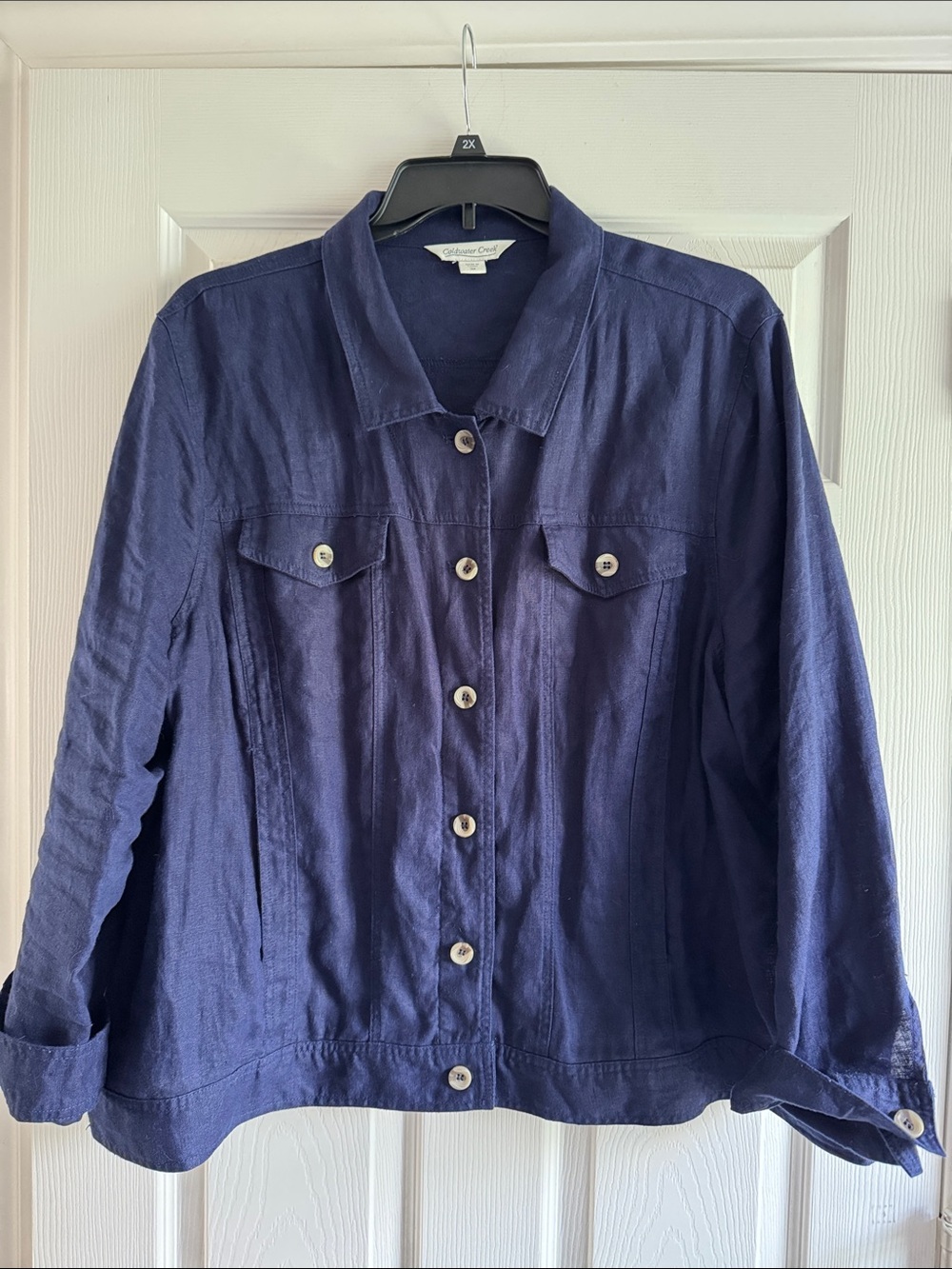 Coldwater Creek Dark Navy Button-Up Light Weight Jean Jacket